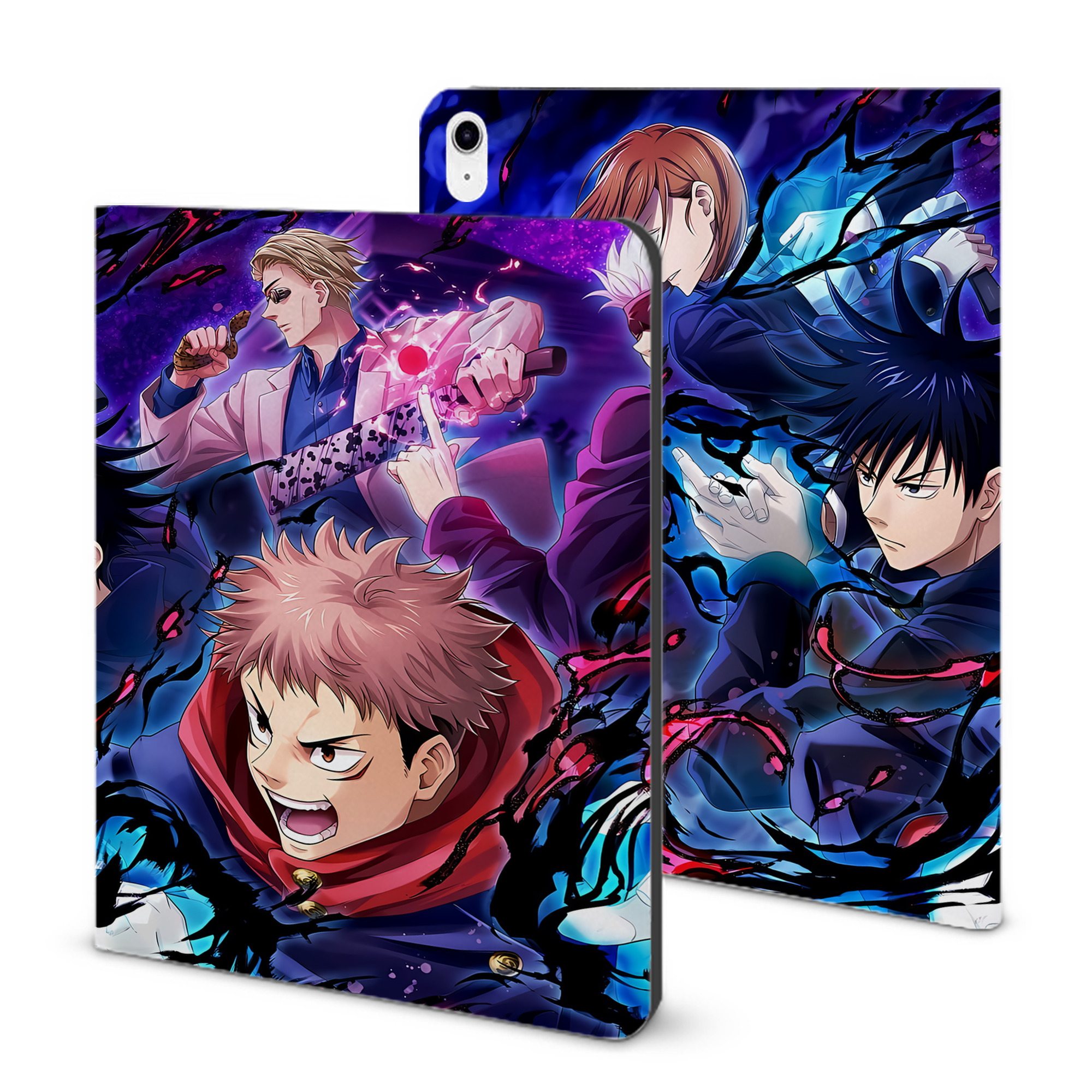 （画像用） 呪術廻戦 Jujutsu Kaisen IPad ケース ブック型 PUレザー TPU 耐衝撃 軽量 薄型 ペン収納なし 全面保護 IPad 各モデル対応